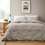 OLIVIA ROCCO Pintuck Natural Microfibre Duvet Cover Set With Pillowcases Easy Care