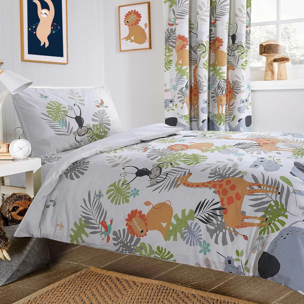 OLIVIA ROCCO Kids Safari Jungle Animal Print Duvet Cover Set With Pillowcase Soft Cosy