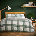 OLIVIA ROCCO Alba Sage Green Super Soft Flannel Duvet Cover Set With Pillowcases Easy Care