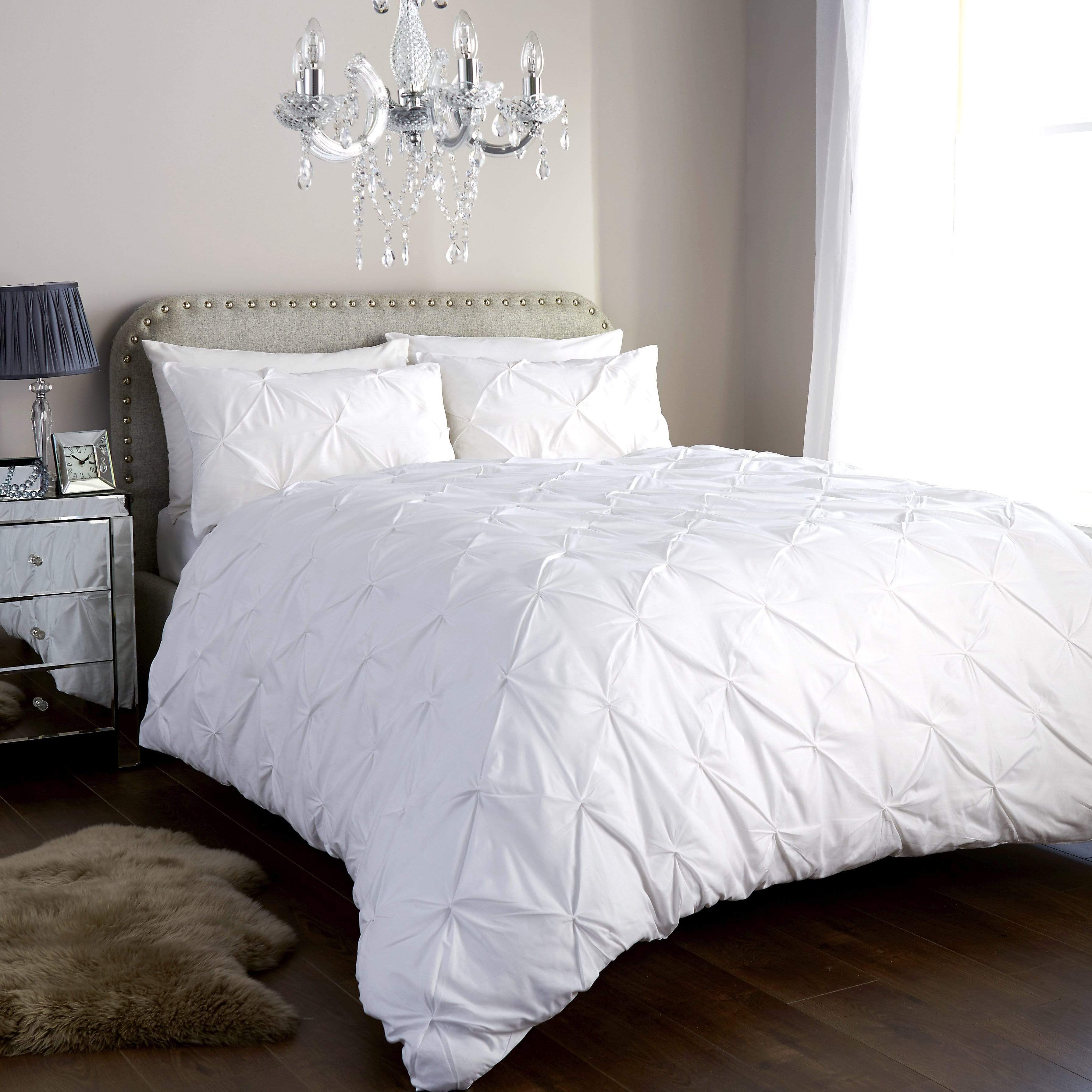 OLIVIA ROCCO Pintuck Duvet Cover Set Cotton Rich Handmade Pinch Pleats OEKO TEX Certified