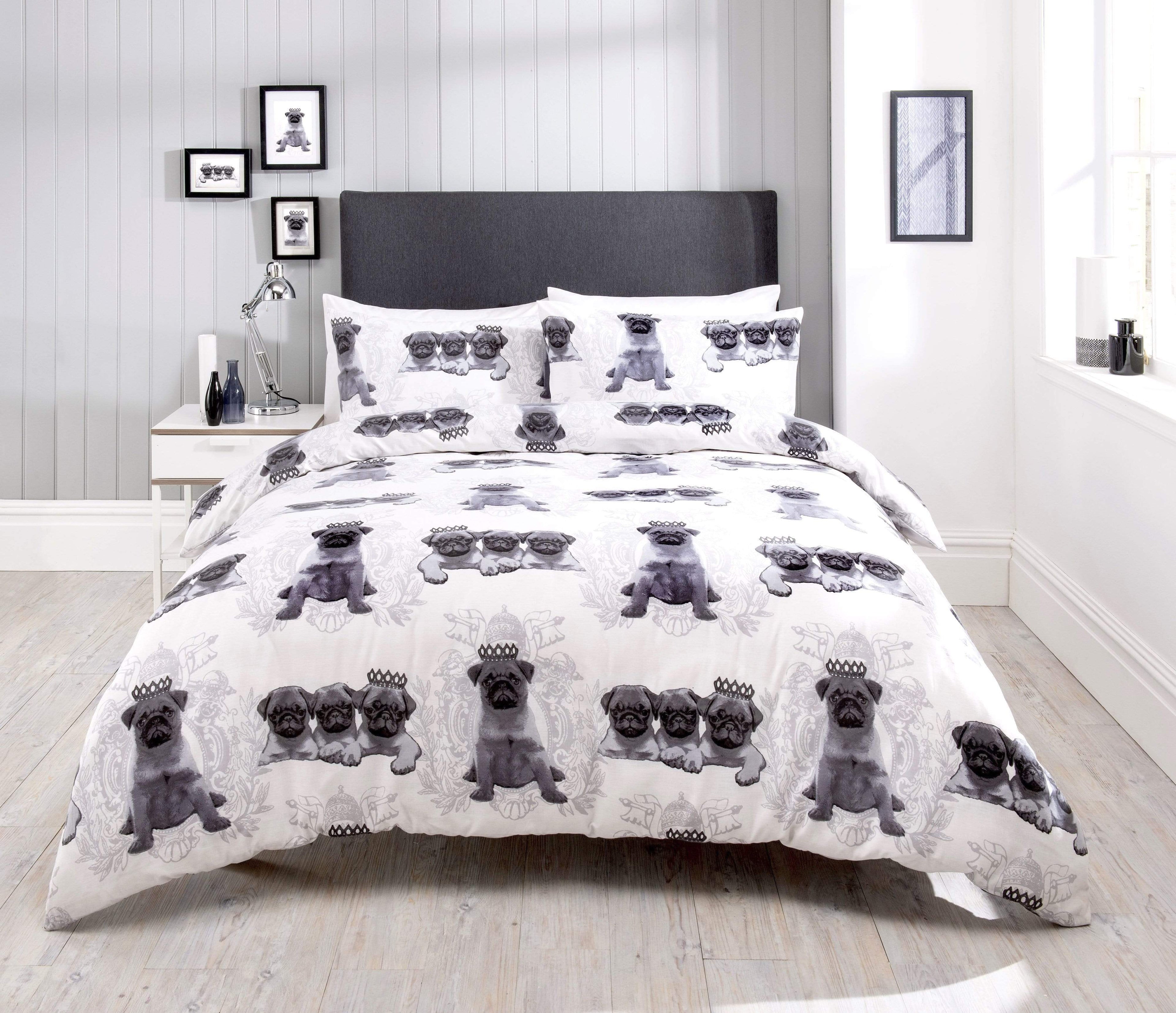 OLIVIA ROCCO Pugs Duvet Cover Set Cotton Rich Bedding With Bold Vibrant Colours Available