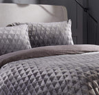 OLIVIA ROCCO Geometric Reversible Teddy Bear Faux Fur Duvet Set Ultra Soft Bedding