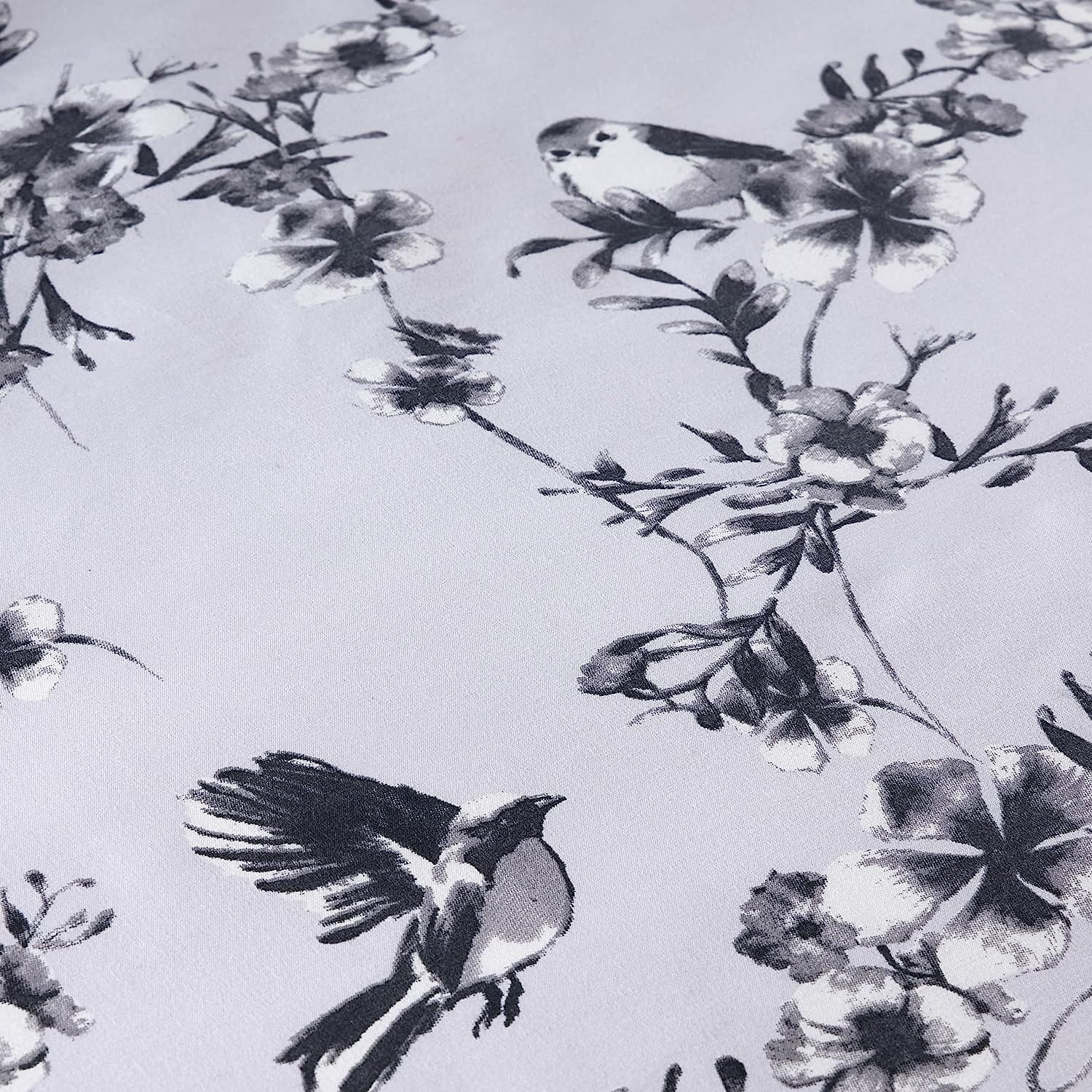 OLIVIA ROCCO Blossom Grey Printed Reversible Quilted Duvet Cover Set Easy Care Hotel-Quality Easy-Care Bedroom