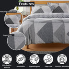 OLIVIA ROCCO Jasper Grey Printed Reversible Quilted Duvet Cover Set With Button Closure