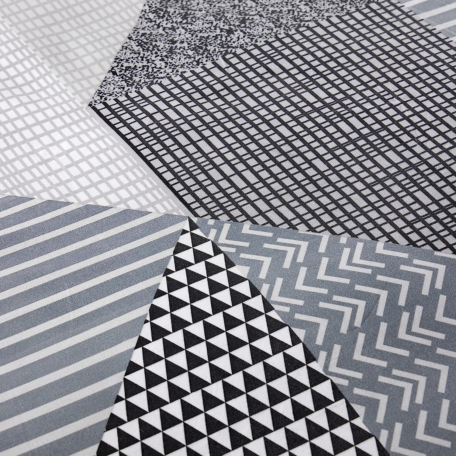 OLIVIA ROCCO Jasper Grey Printed Reversible Quilted Duvet Cover Set With Button Closure
