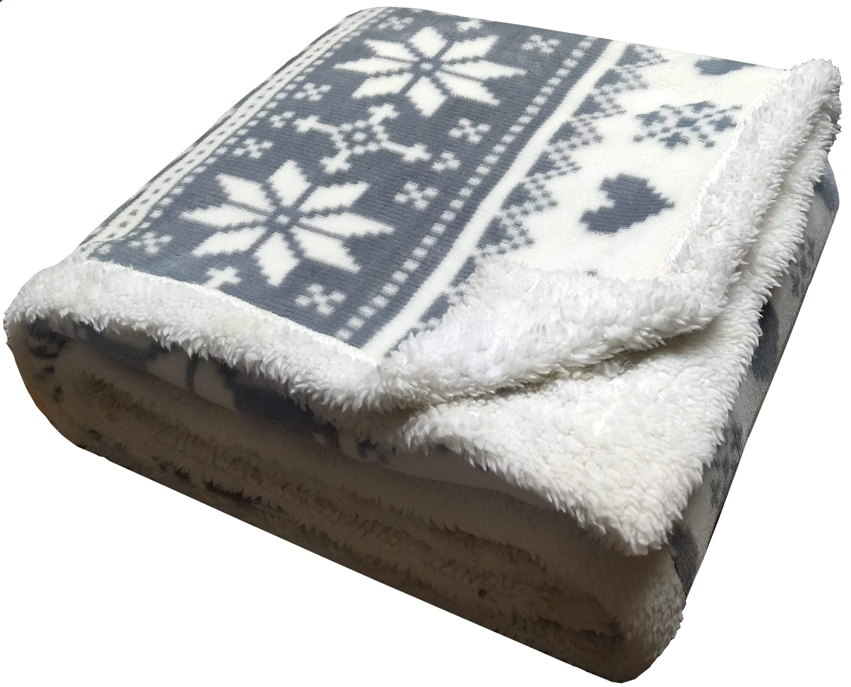 OLIVIA ROCCO Nordic Fair Isle Reversible Teddy Fleece Duvet Set With Pillowcases