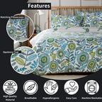 OLIVIA ROCCO Opulence Teal Printed Reversible Duvet Cover Set With Button Closure Single
