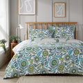 OLIVIA ROCCO Opulence Teal Printed Reversible Duvet Cover Set With Button Closure Single