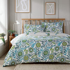 OLIVIA ROCCO Opulence Teal Printed Reversible Duvet Cover Set With Button Closure Single