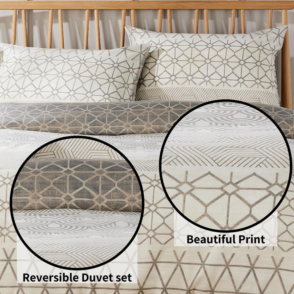 OLIVIA ROCCO Versailles Natural Floral Reversible Quilted Duvet Cover Set Easy Care