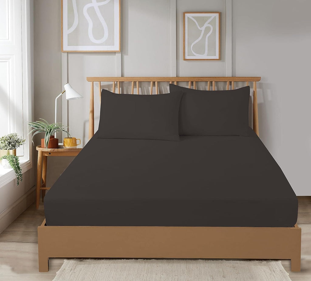 OLIVIA ROCCO Fitted Sheets Plain Dye Super Soft Easy Care Bed Linen Sets Easy-Care Hotel-Quality Comfort