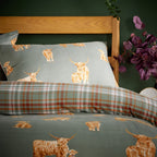 OLIVIA ROCCO Highland Cow Super Soft Flannel Duvet Cover Set With Pillowcases Warm Cosy Bedding Multiple Sizes Available
