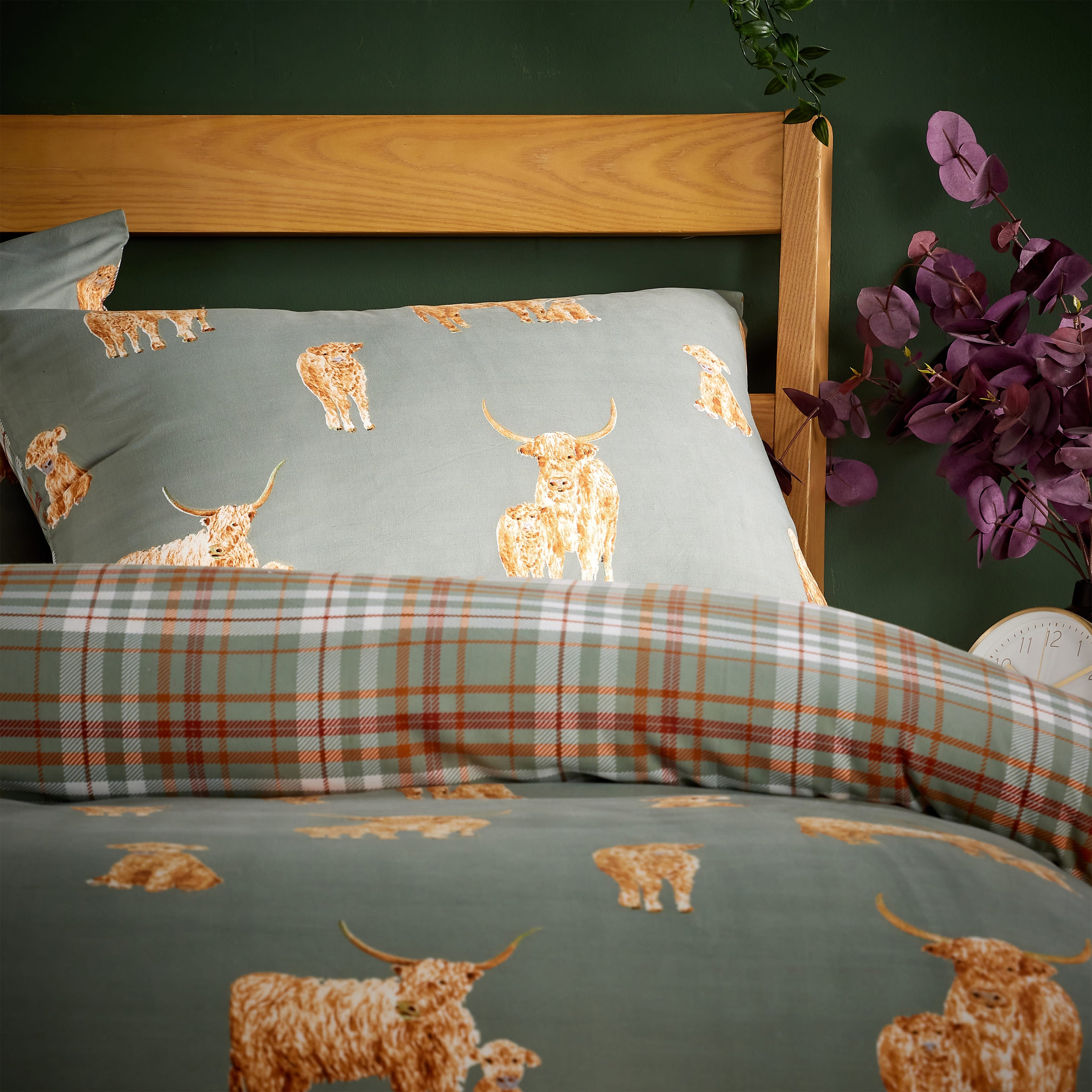 OLIVIA ROCCO Highland Cow Super Soft Flannel Duvet Cover Set With Pillowcases Warm Cosy Bedding Multiple Sizes Available