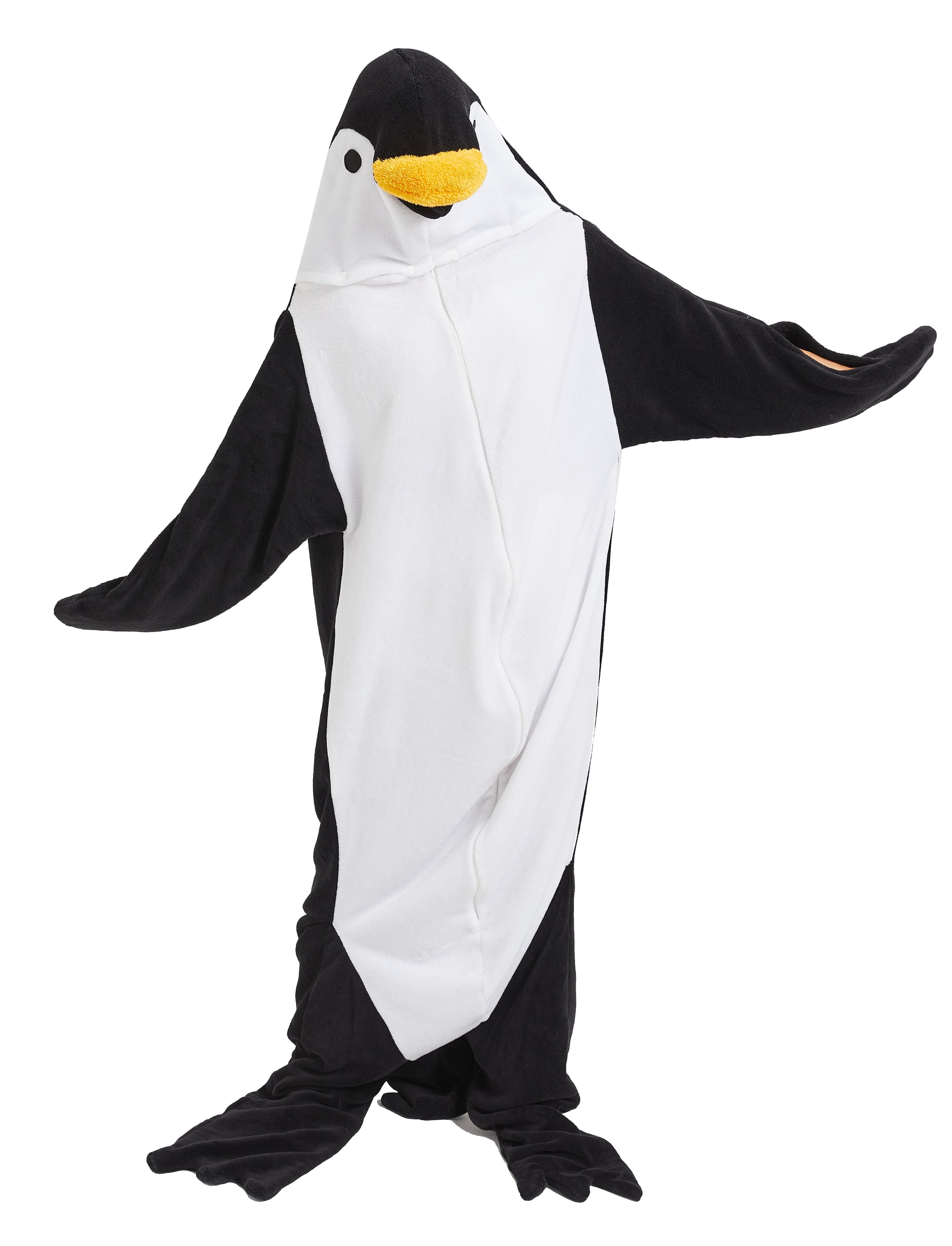 OLIVIA ROCCO Oversized Penguin Wearable Blanket Hoodie Fleece With Sleeves One Size