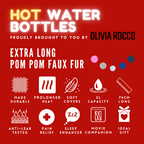 OLIVIA ROCCO Extra Long 2L Hot Water Bottle With Plush Faux Fur Cover Natural Rubber UK