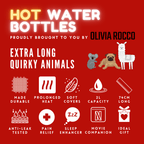 OLIVIA ROCCO Extra Long 2L Hot Water Bottle With Plush Faux Fur Cover Durable Natural Easy-Care Hotel-Quality Textile