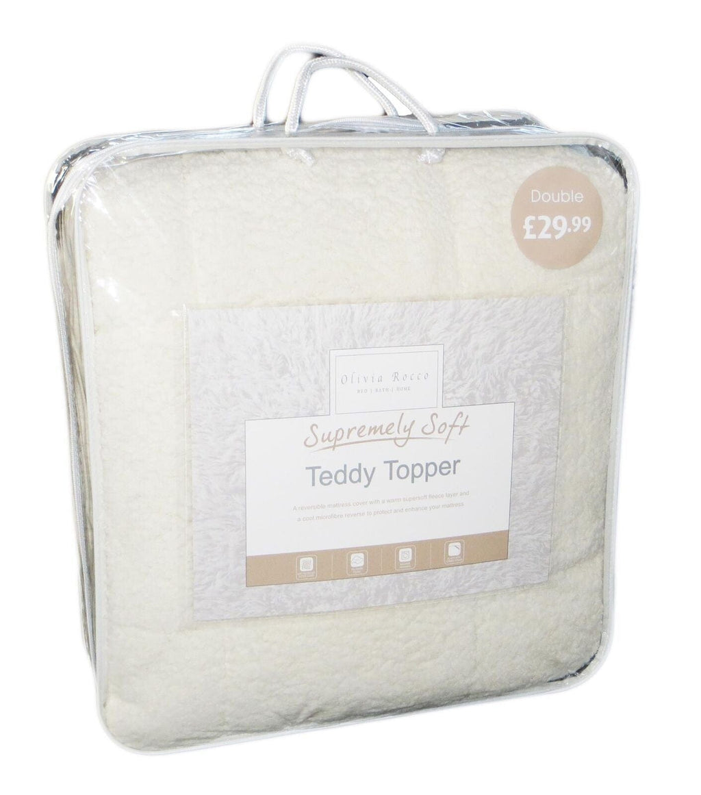 OLIVIA ROCCO Mattress Topper Supreme Comfort Extra Deep Dual Sided Fluffy Teddy OEKO-TEX