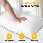 OLIVIA ROCCO 2 Pack Egyptian Cotton Blend Pillows Hotel Quality Soft Medium Support
