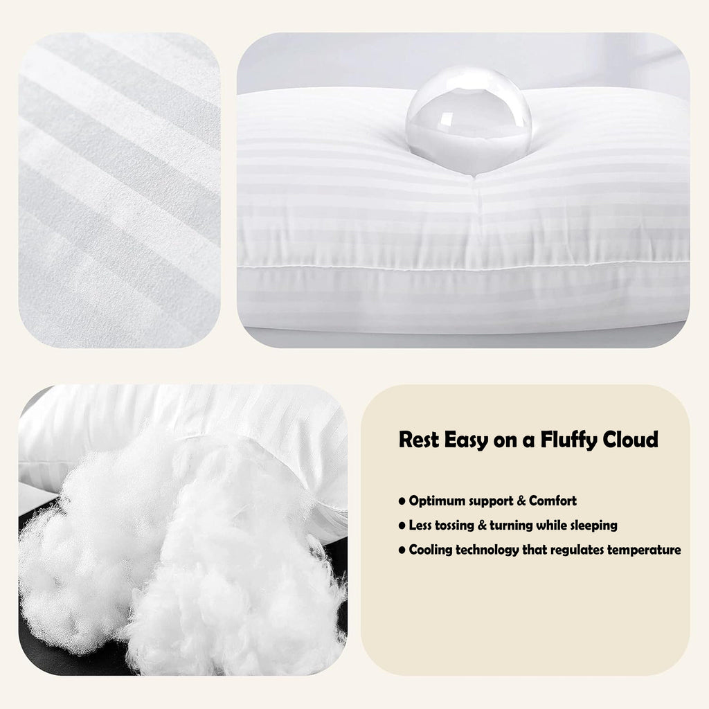 OLIVIA ROCCO 2 Pack Luxury Hotel Pillows Hypoallergenic Hollowfibre Soft Medium Support