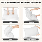 OLIVIA ROCCO 2 Pack Luxury Hotel Pillows Hypoallergenic Hollowfibre Soft Medium Support