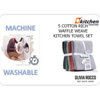 OLIVIA ROCCO 20 Pack Tea Towel Set Waffle Weave 100% Cotton Absorbent Durable Kitchen