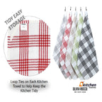 OLIVIA ROCCO Pack of 5 Houndstooth Cotton Tea Towels 45cm X 65cm Super Absorbent Quick