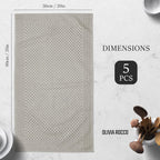 OLIVIA ROCCO Pack Of 5 Large 100% Cotton Tea Towels Quick Dry Check Pattern Dish Cloths