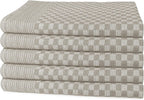 OLIVIA ROCCO Pack Of 5 Large 100% Cotton Tea Towels Quick Dry Check Pattern Dish Cloths