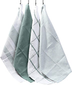OLIVIA ROCCO Pack Of 4 Green Cotton Tea Towels 65x45 Cm High Absorbency Durable Super Soft Easy-Care Home Essential