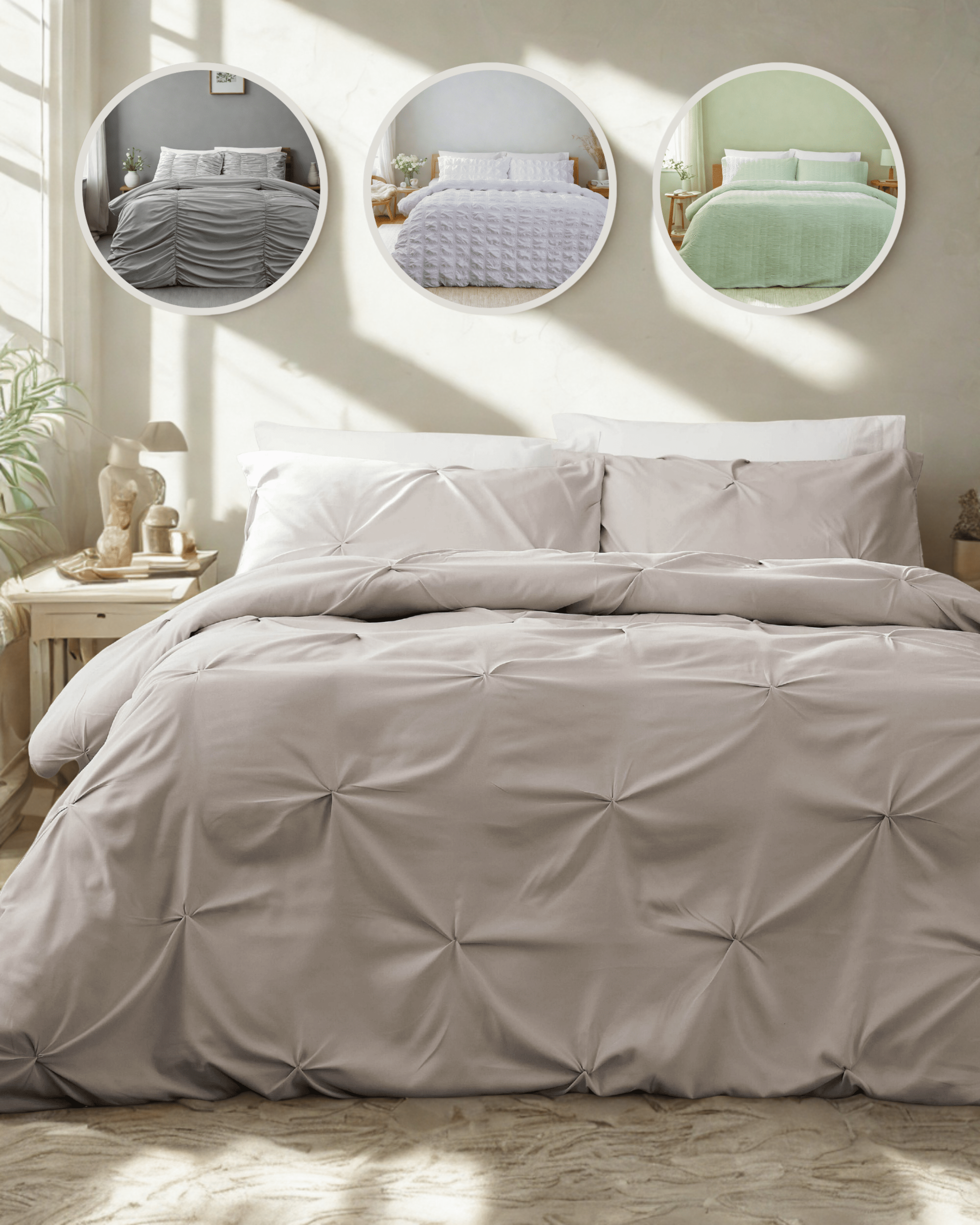 OLIVIA ROCCO Textured Pintuck Ruffles Pleated Microfibre Duvet Cover Sets with Pillowcases Soft Breathable Easy Care Bedding Set Quilt Covers