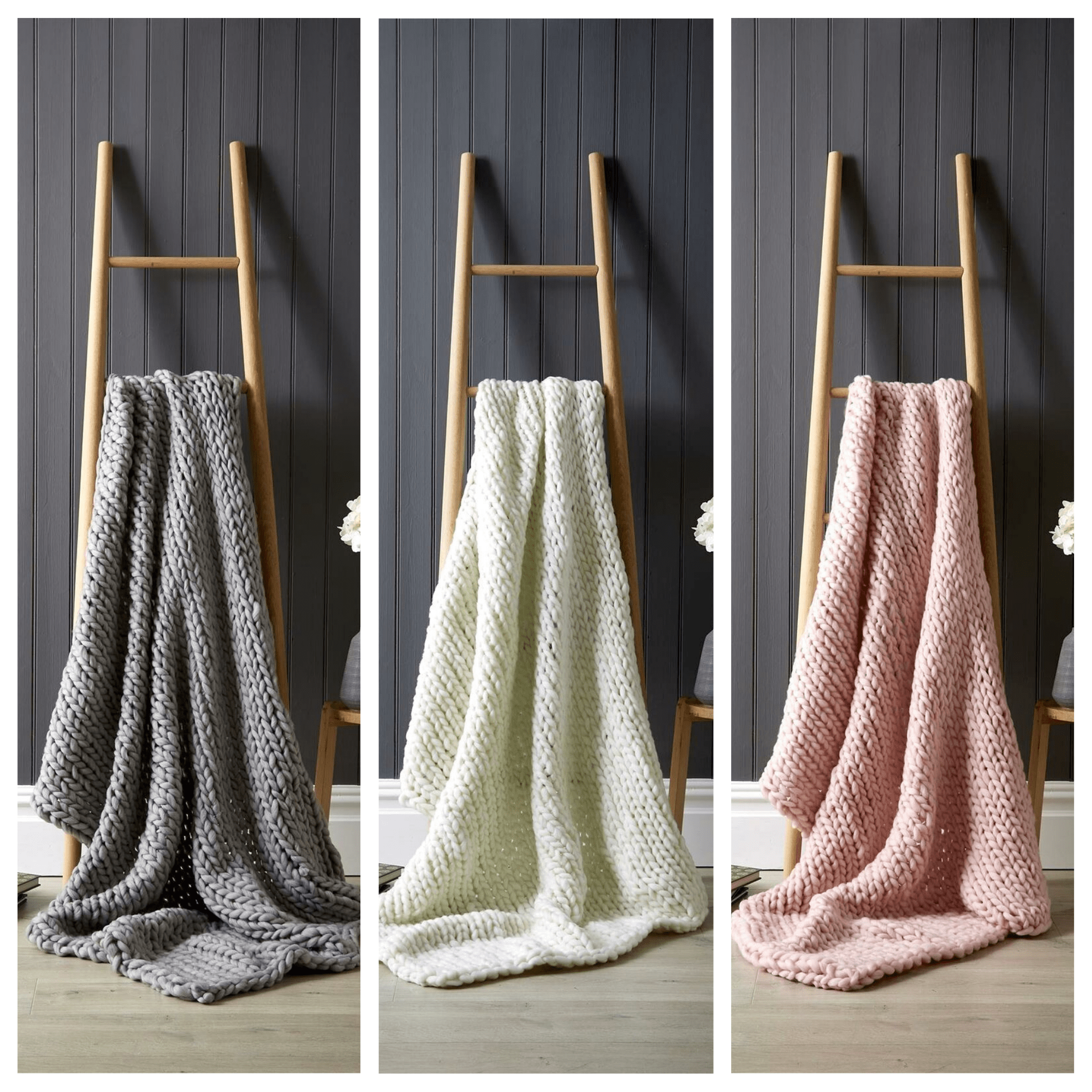 OLIVIA ROCCO Handmade Chunky Cable Knit Throw Oversized Super Soft Fleece Blanket Decor