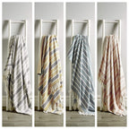 OLIVIA ROCCO Zara Striped Handwoven Pure Cotton Throw Blanket With Tassels Eco Friendly