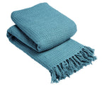 OLIVIA ROCCO Lisbon Pure Indian Cotton Handwoven Honeycomb Throw Blanket Lightweight