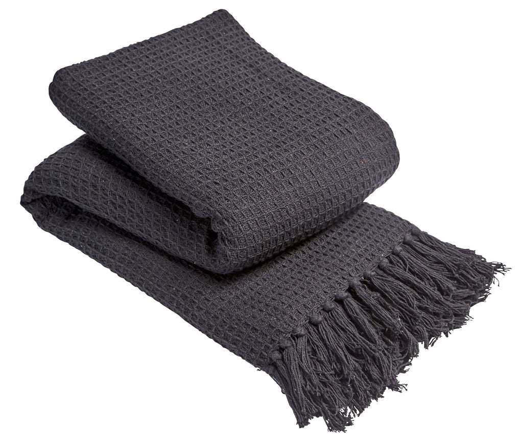 OLIVIA ROCCO Lisbon Pure Indian Cotton Handwoven Honeycomb Throw Blanket Lightweight