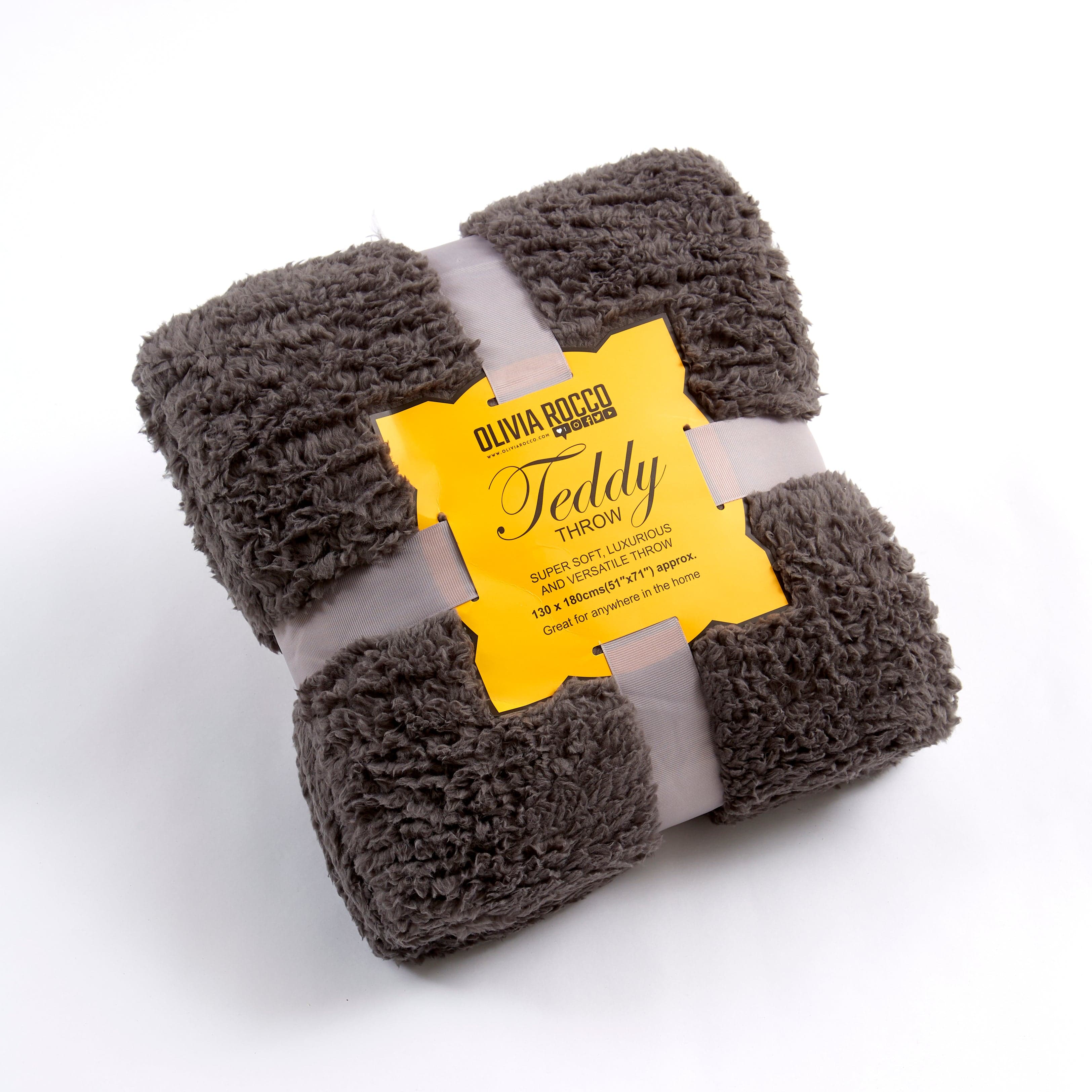 OLIVIA ROCCO Oversized Teddy Throw Blanket Super Soft Faux Fur Fleece For Sofa Or Bed