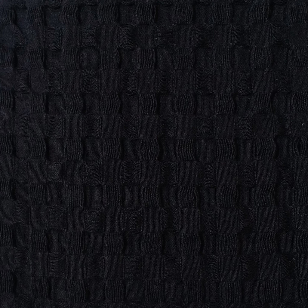 OLIVIA ROCCO Florian Checked Throw Blanket 100% Cotton Black Bedspread For Sofas
