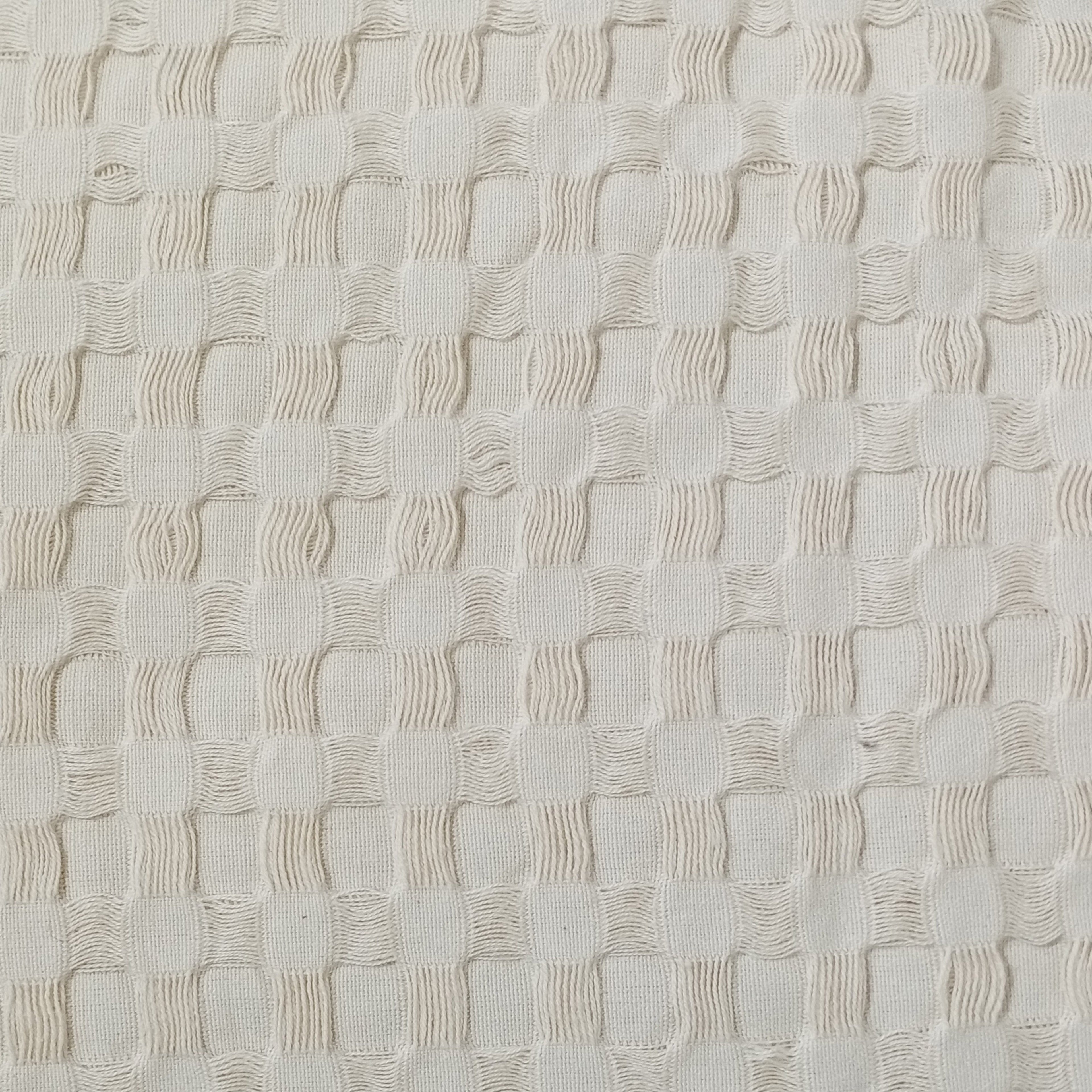 OLIVIA ROCCO Florian Checked Throw Blanket Natural Cotton Bedspread For Sofas Armchairs