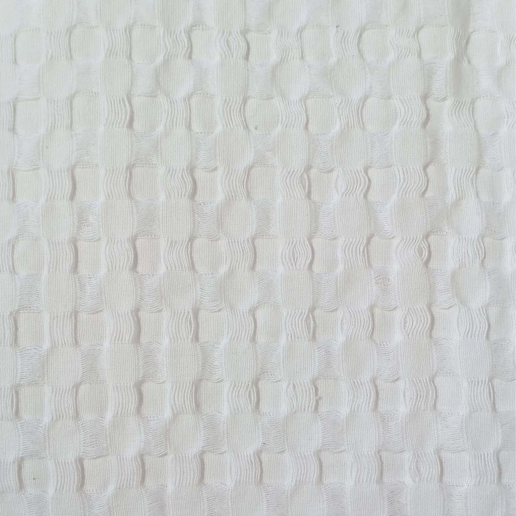 OLIVIA ROCCO Florian Checked Throw Blanket White 100% Cotton Bedspread For Sofa And Bed
