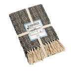 OLIVIA ROCCO Casablanca Check Design Recycled Cotton Throw Blanket With Tassels for Sofas and Beds