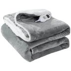 OLIVIA ROCCO Double Layer Electric Heated Throw Blanket Grey With Adjustable Heat