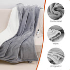 OLIVIA ROCCO Double Layer Electric Heated Throw Blanket Grey With Adjustable Heat