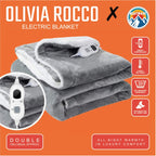 OLIVIA ROCCO Double Layer Electric Heated Throw Blanket Grey With Adjustable Heat