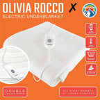 OLIVIA ROCCO Electric Heated Underblanket With 3 Heat Settings Overheat Protection Sizes