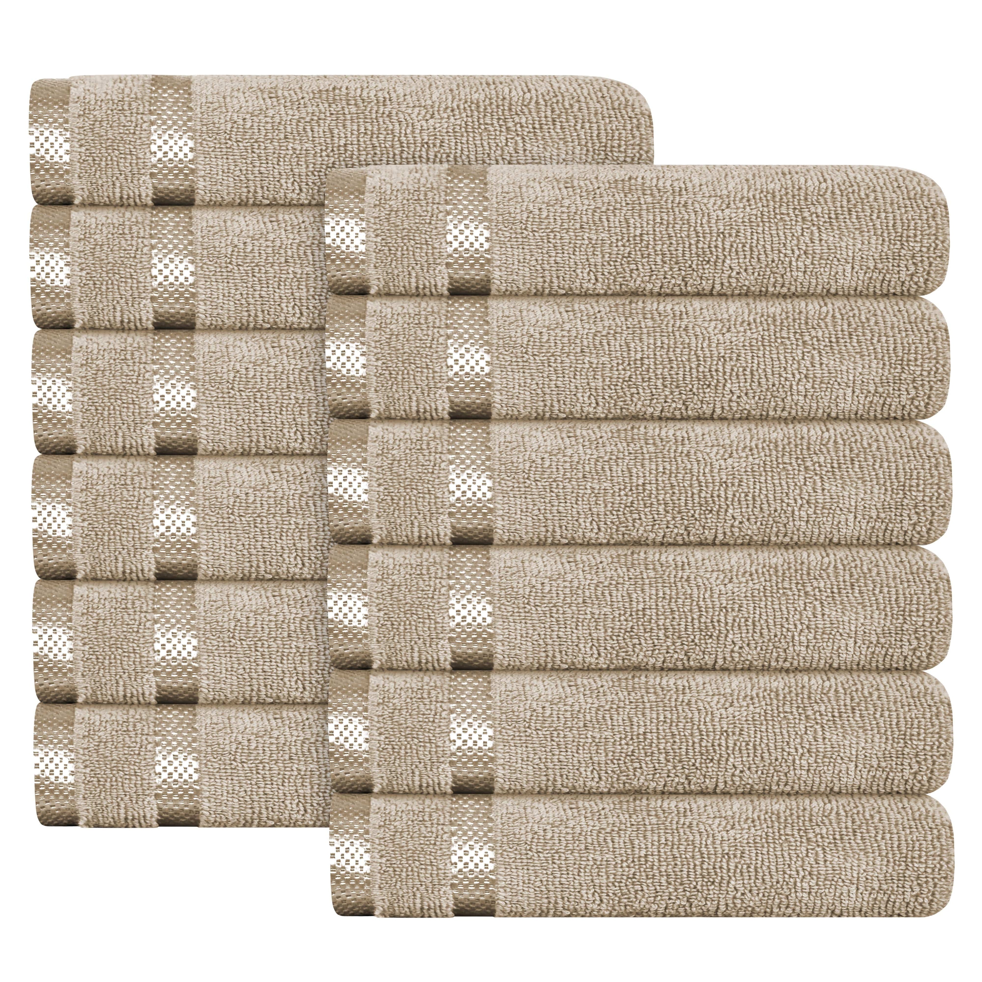 OLIVIA ROCCO Belmont Viscose Stripe Beige Towels 100% Cotton Hotel Quality Bath Towels