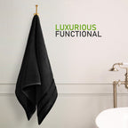 OLIVIA ROCCO Towels Belmont Viscose Stripe Black 100% Cotton Hotel Quality Bath Towels