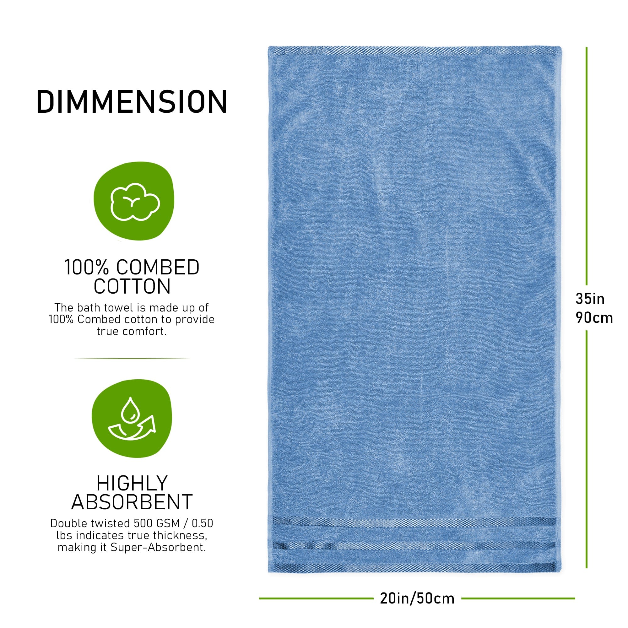 OLIVIA ROCCO Belmont Viscose Stripe Blue Towels 100% Cotton Hotel Quality Super Absorbent