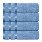 OLIVIA ROCCO Belmont Viscose Stripe Blue Towels 100% Cotton Hotel Quality Super Absorbent