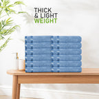 OLIVIA ROCCO Belmont Viscose Stripe Blue Towels 100% Cotton Hotel Quality Super Absorbent