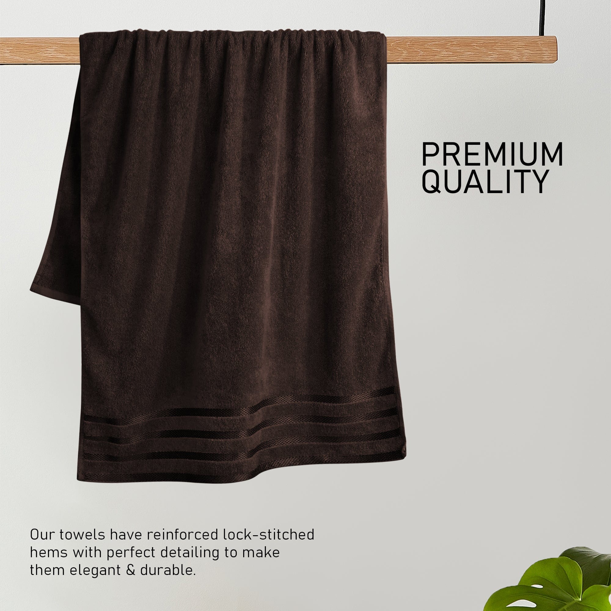 OLIVIA ROCCO Belmont Viscose Stripe Brown Towels 100% Cotton Hotel Quality Bath Towels