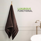 OLIVIA ROCCO Belmont Viscose Stripe Brown Towels 100% Cotton Hotel Quality Bath Towels